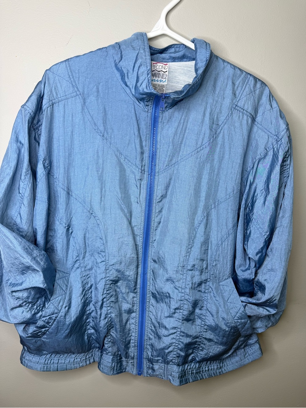 Second Wind Vintage Windbreaker Jacket Blue Womens 14 (12-14)